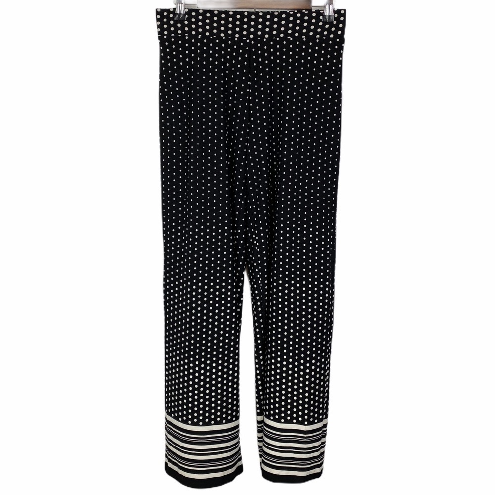 Zoe + Phoebe Polka‎ Dot Striped Dress Pants Women's Small Black White High Rise